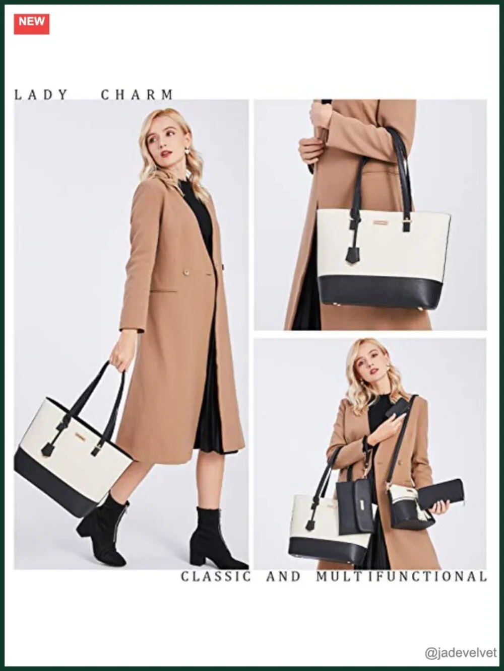 Faux Leather Satchel Shoulder Tote with Wallet, Top Zipper Closure