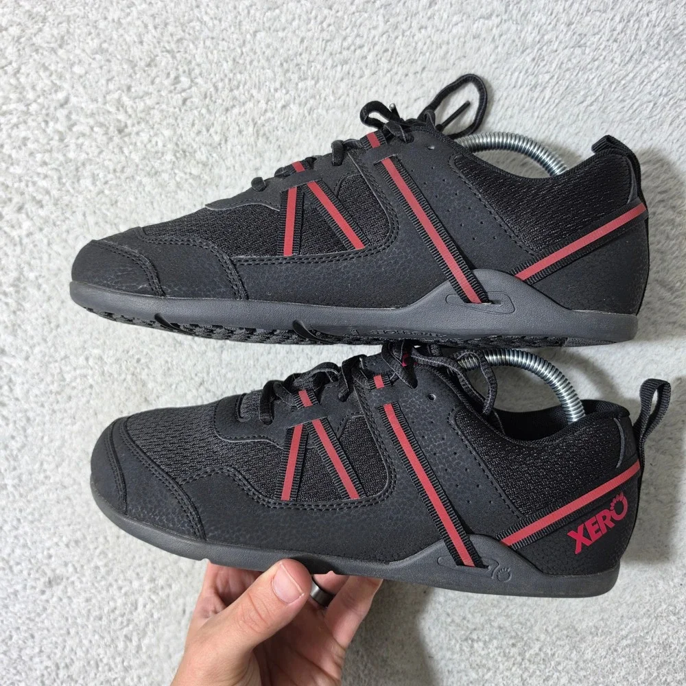 Xero Shoes Prio Sneakers Men 8.5 Black Red Minimalist Barefoot Running Shoe MINT