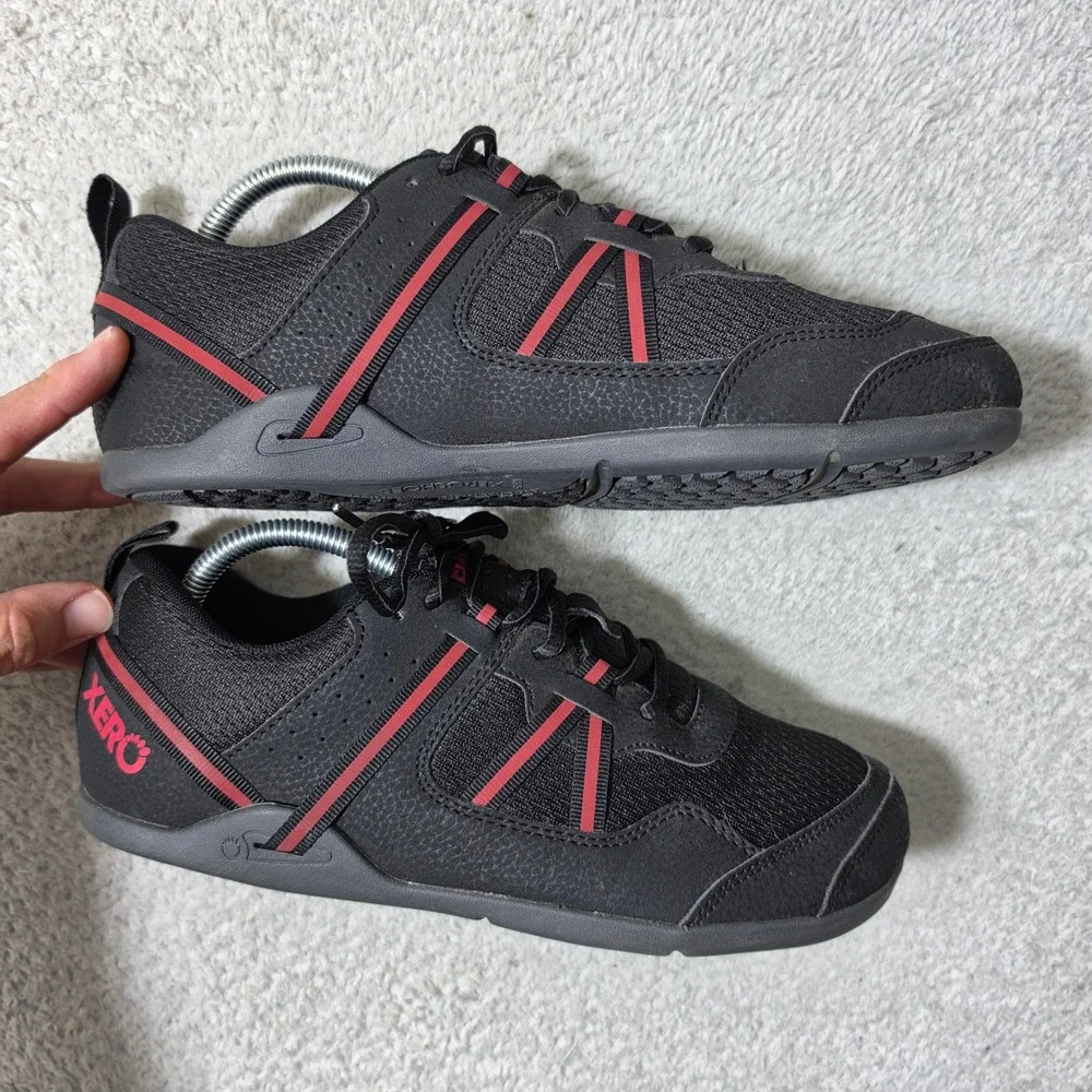 Xero Shoes Prio Sneakers Men 8.5 Black Red Minimalist Barefoot Running Shoe MINT