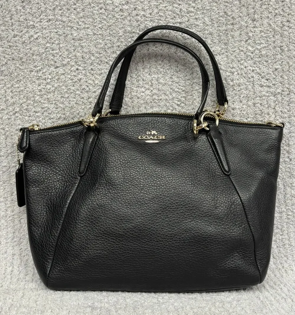 Coach Kelsey Black Pebbled Leather Satchel Purse F36675 #76923