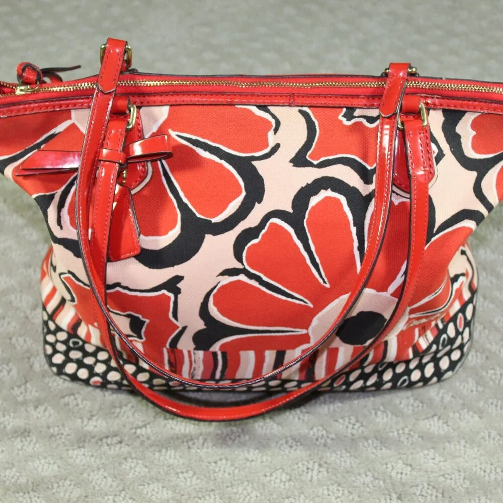 Coach Red Poppies Floral Shoulder Bag