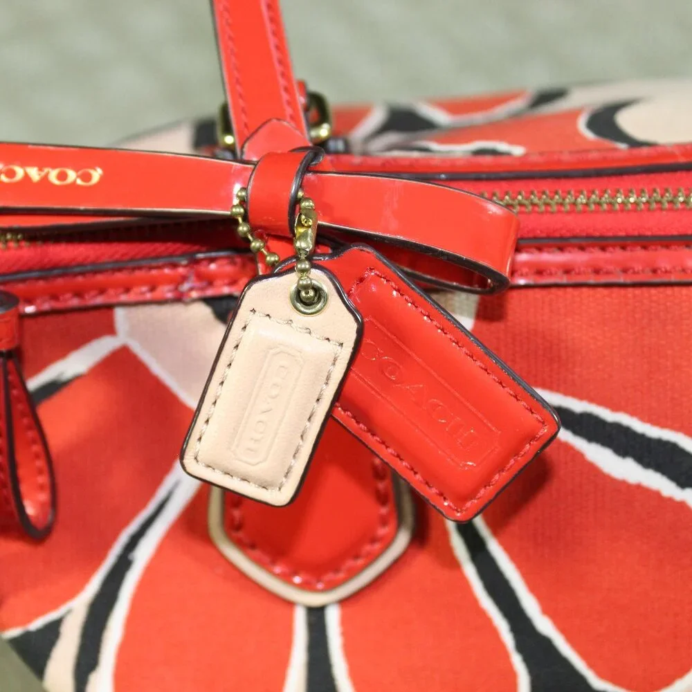 Coach Red Poppies Floral Shoulder Bag