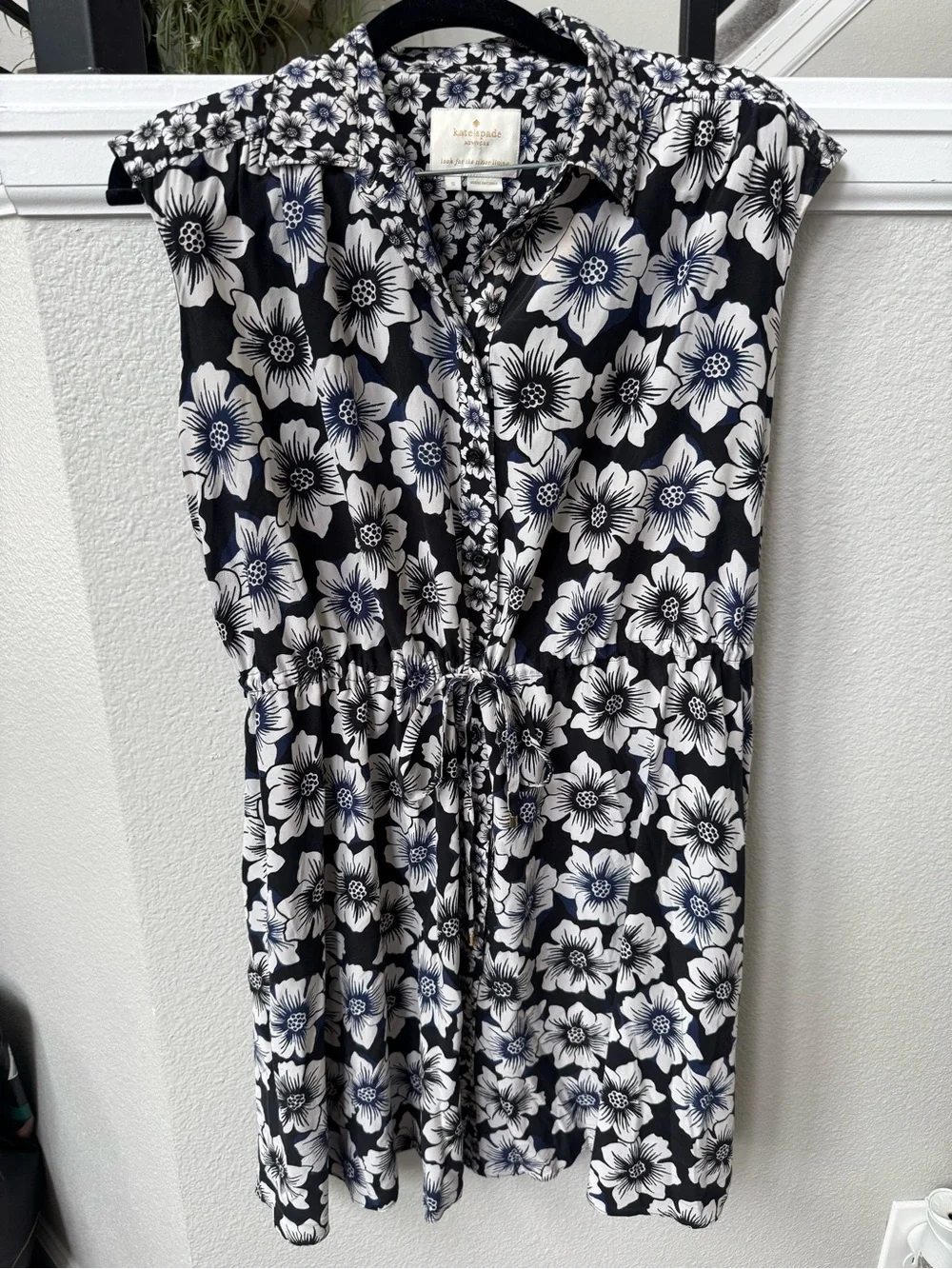 kate spade black and white floral blouse