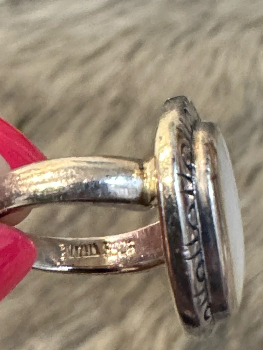 Silver Ring with Mother of Pearl Cabochon