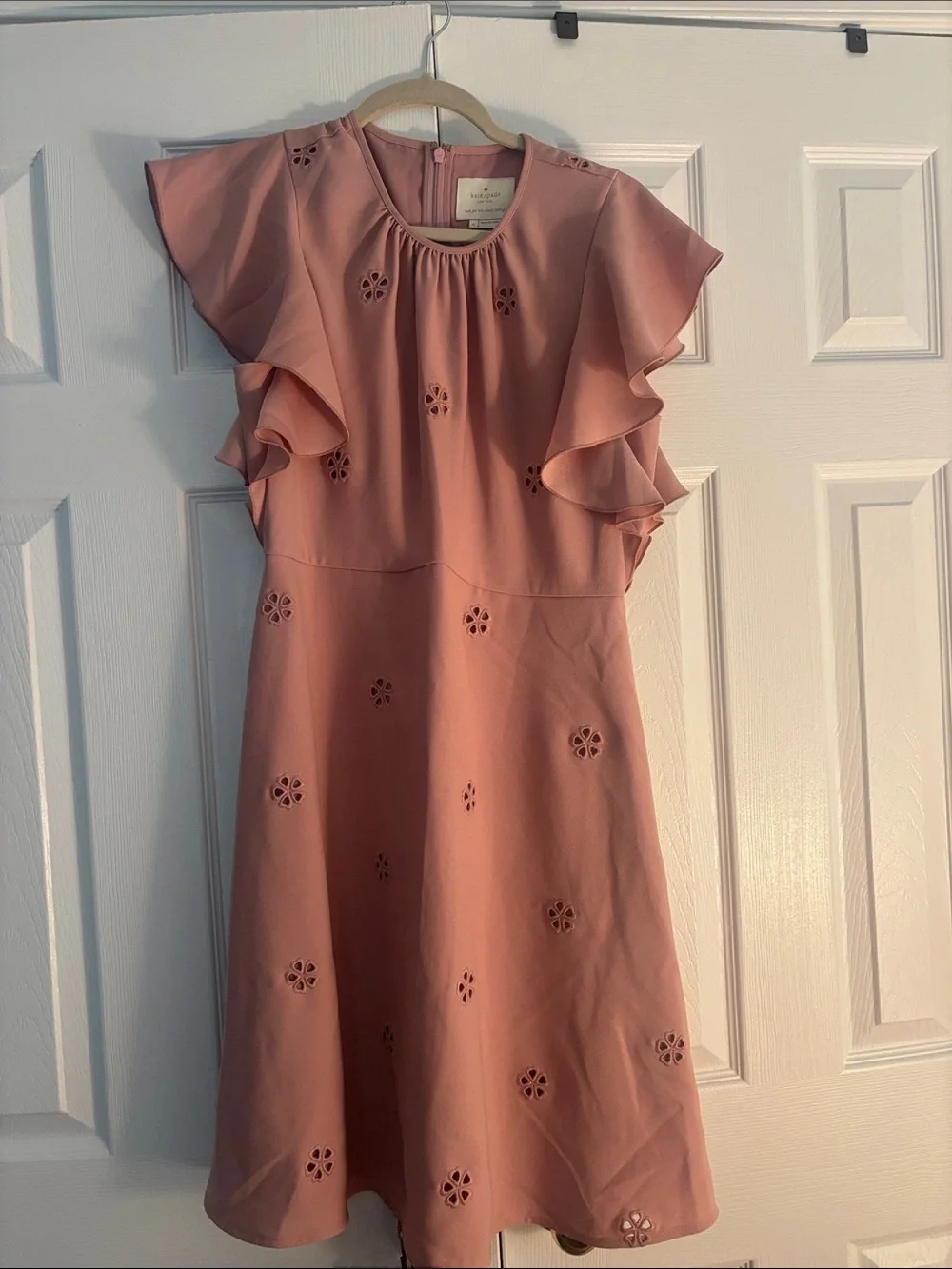 kate spade Blush Pink Flutter-Sleeve Eyelet A-Line Dress