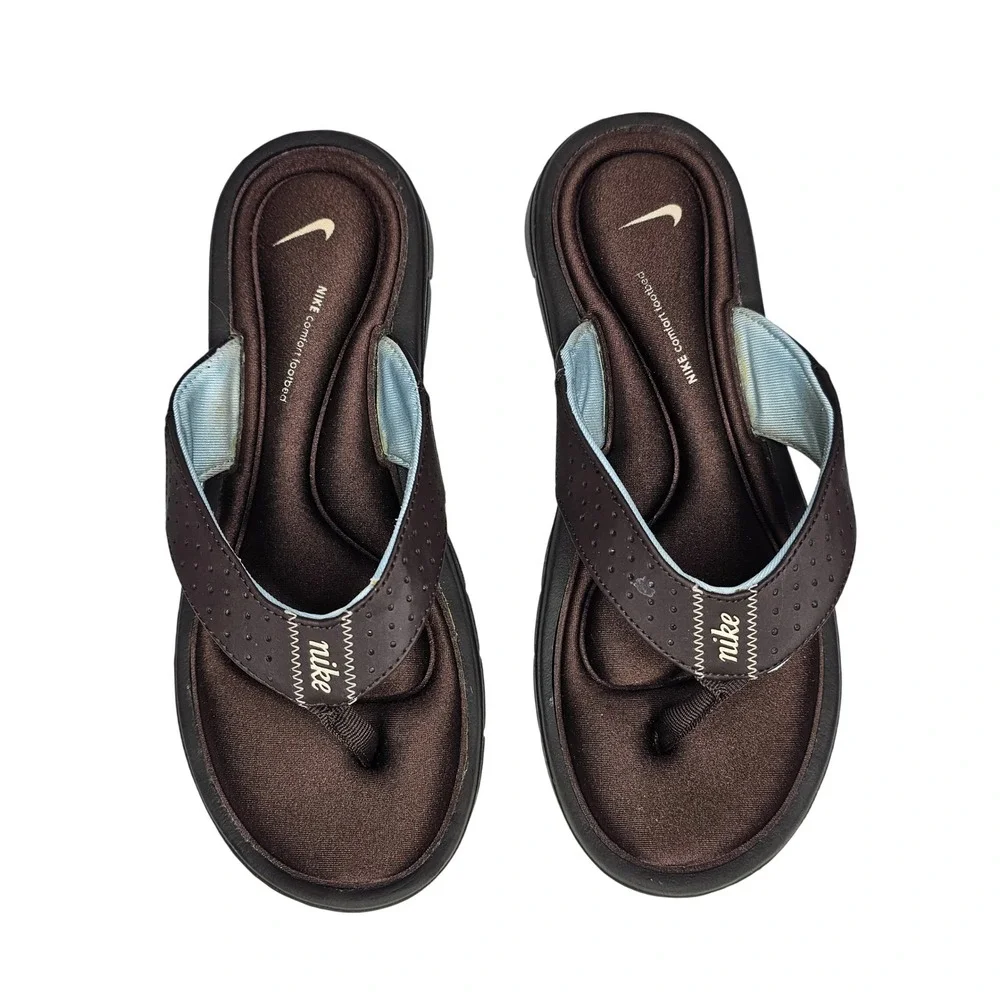 Nike Comfort Footbed Womens 8 Brown Flip Flop Thong Athletic Sandal 364925-241