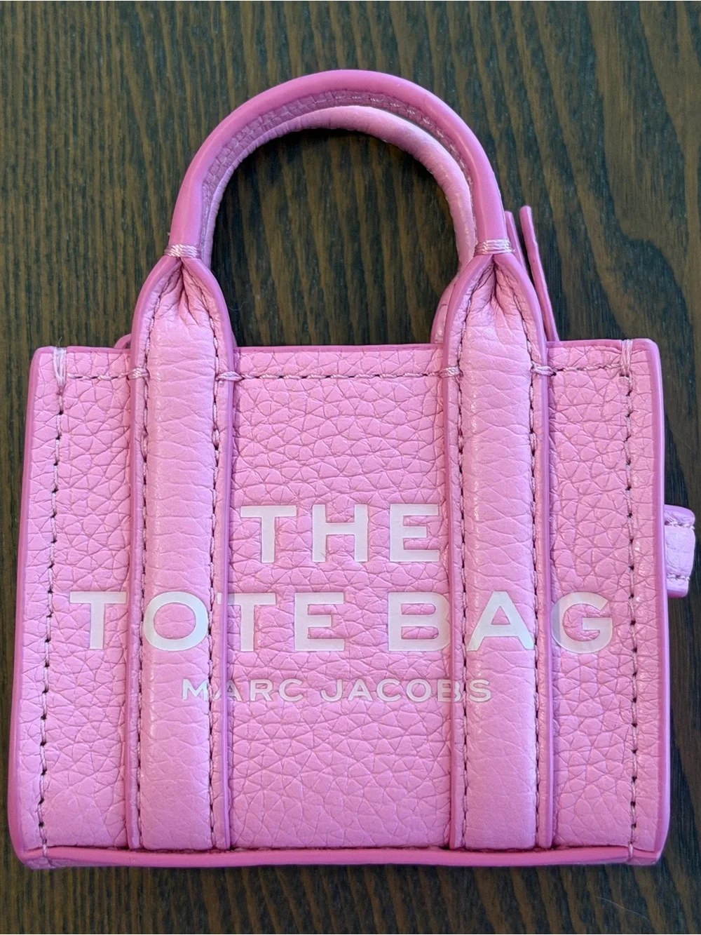 Marc Jacobs Pink Mini Pebbled Leather Tote with Bold Logo