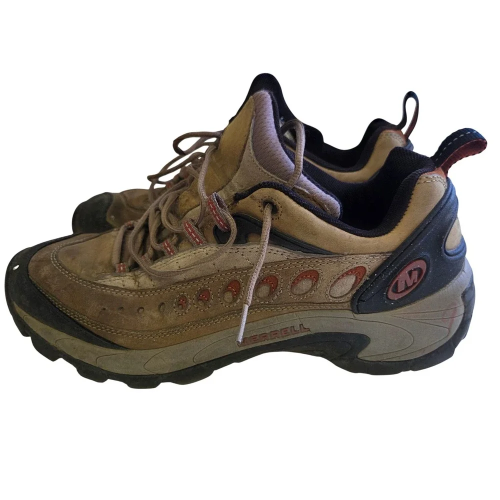 Merrell Mens Chameleon Hiking Shoes Brown Tan Leather Trail Sneakers Size 10