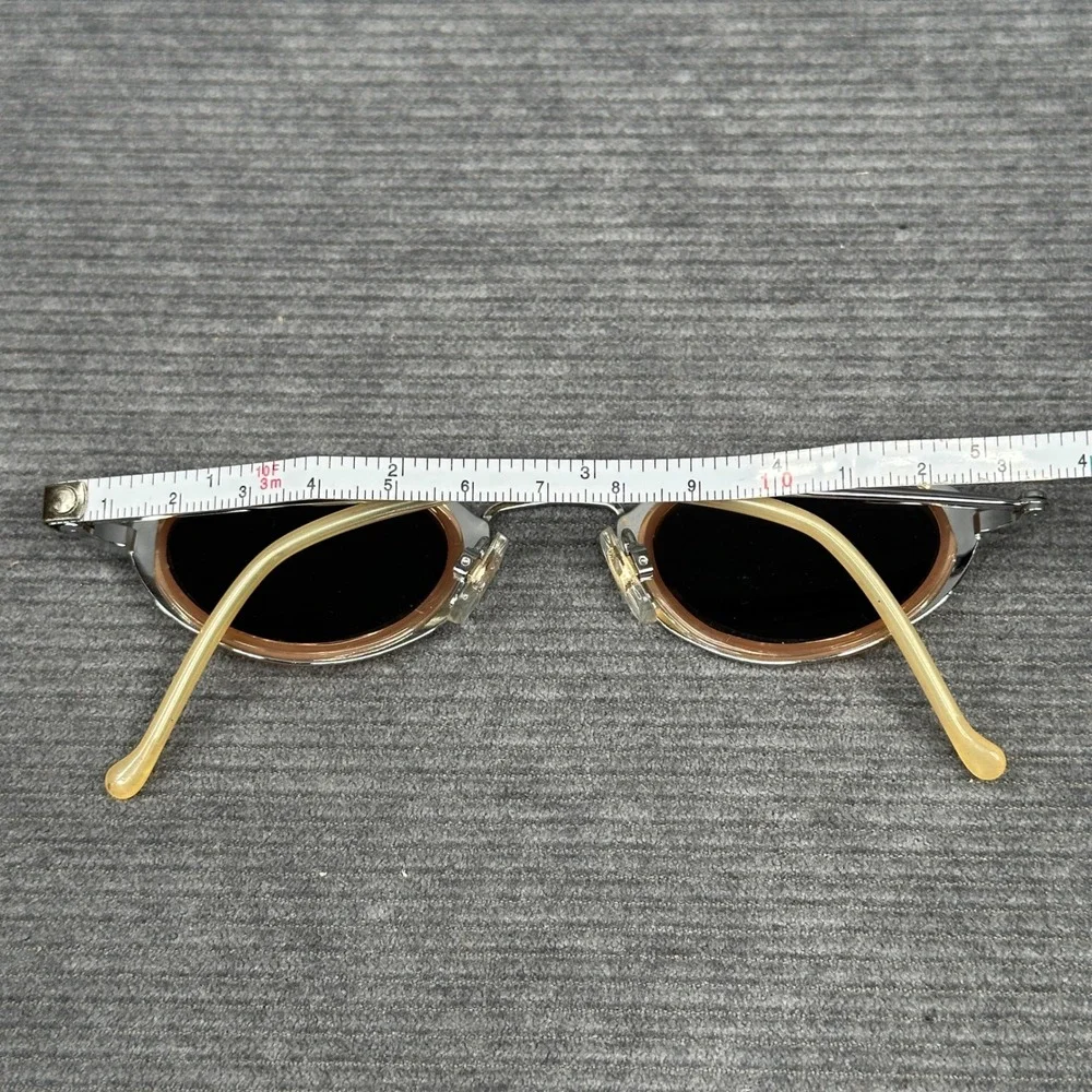 Parim 5335-62 Oval Sunglasses Silver Peach Metal Frame Vintage Y2K Retro Shades