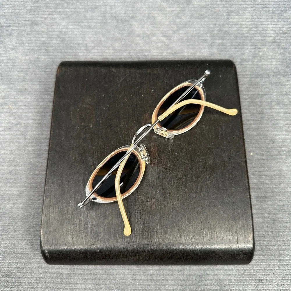 Parim 5335-62 Oval Sunglasses Silver Peach Metal Frame Vintage Y2K Retro Shades