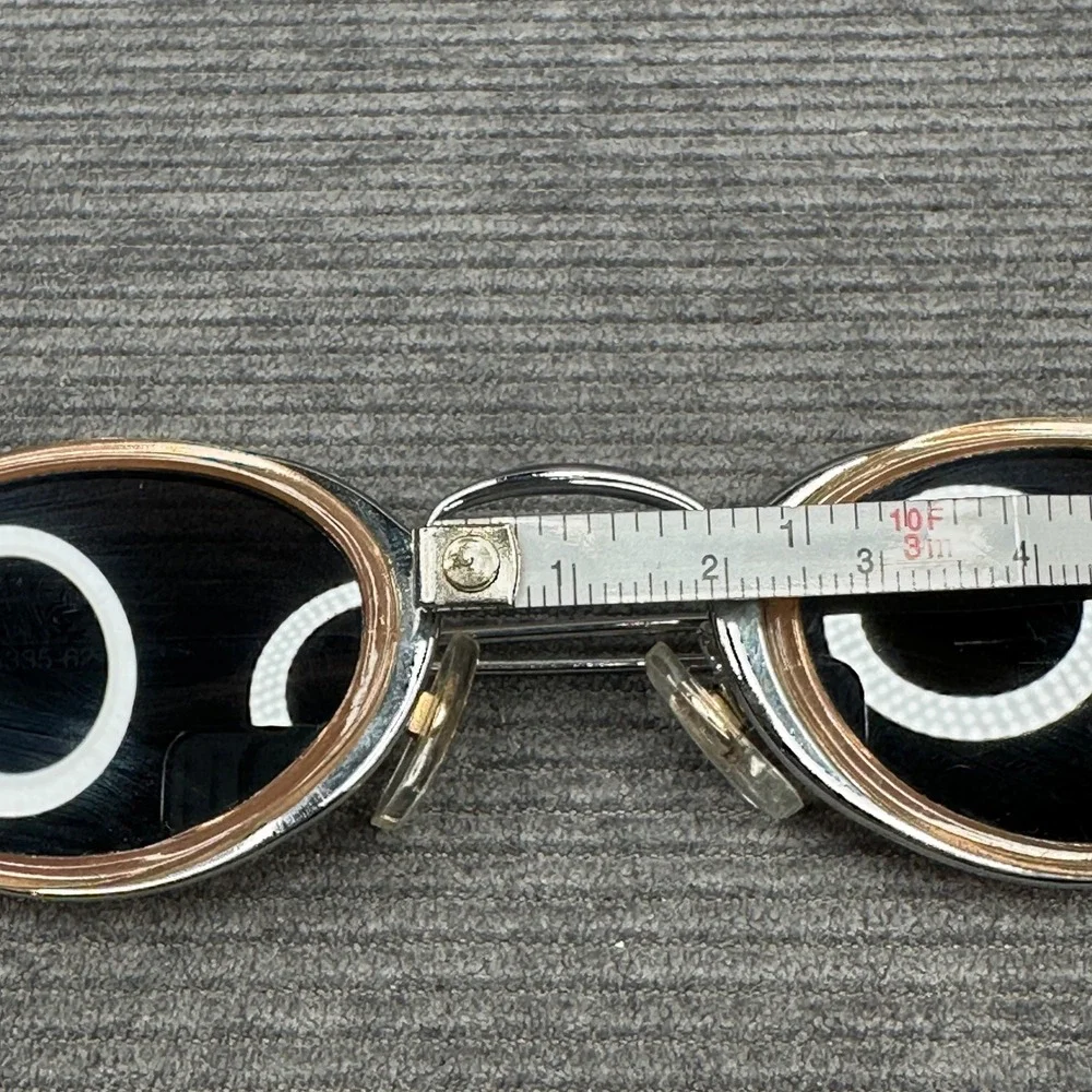 Parim 5335-62 Oval Sunglasses Silver Peach Metal Frame Vintage Y2K Retro Shades