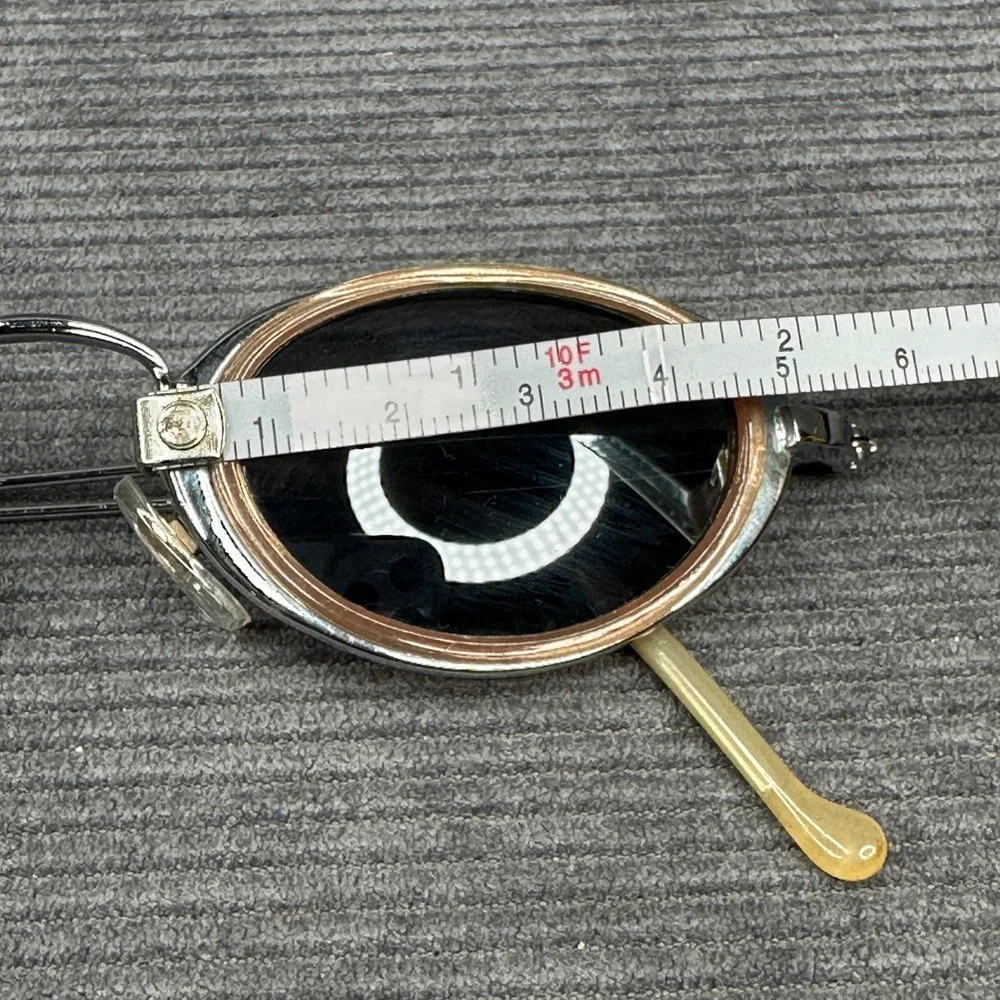 Parim 5335-62 Oval Sunglasses Silver Peach Metal Frame Vintage Y2K Retro Shades