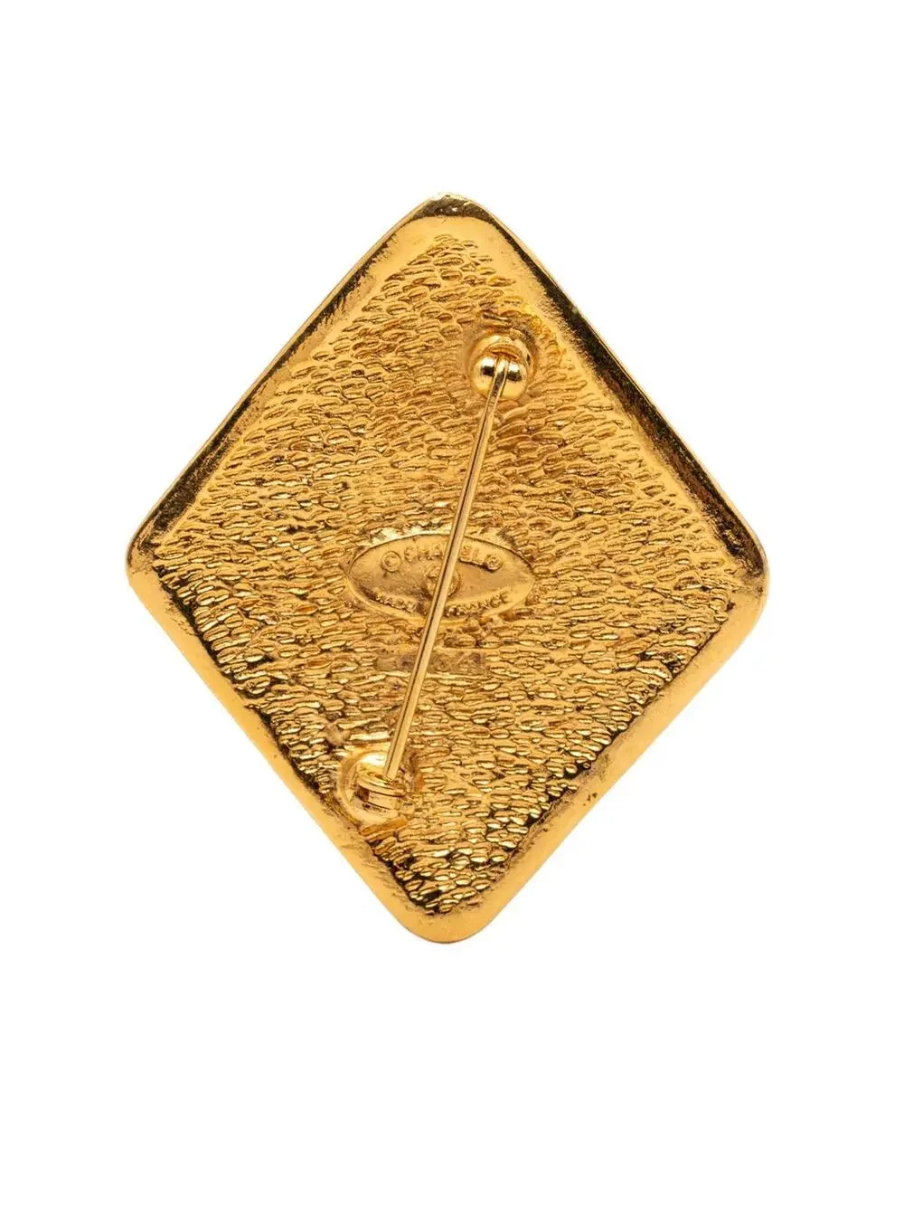 Chanel Gold Plated Cc Rhombus Brooch #290343C34B