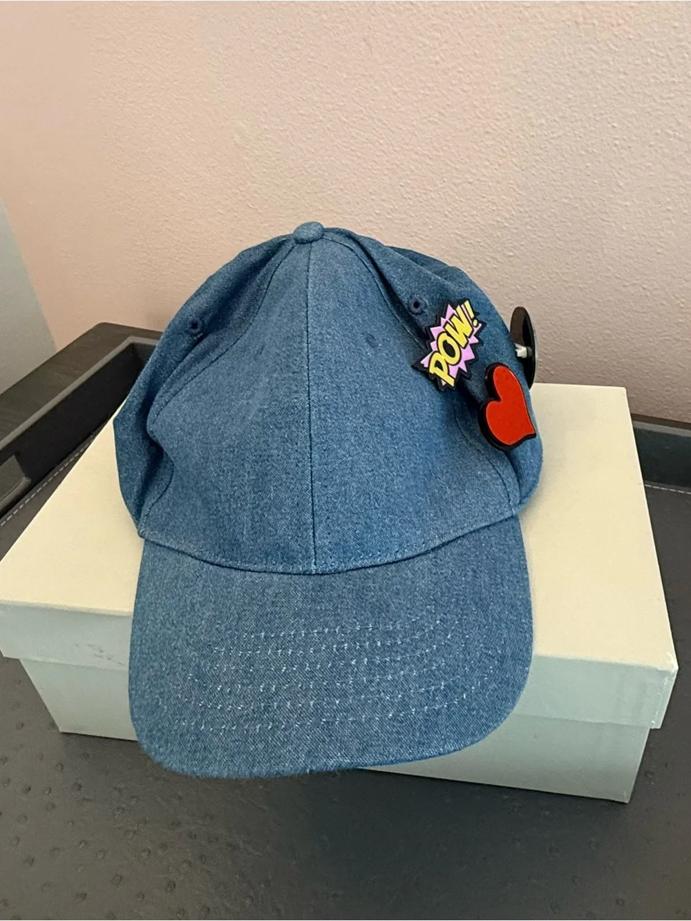 Regina Made in Italy Kids Denim Cap with Decorative Patches Size 8-10