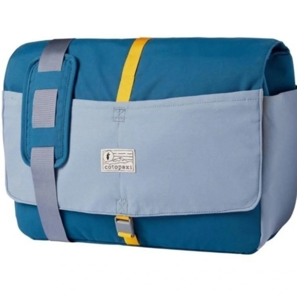 Cotopaxi Chuspa Teal/Gold Messenger  Travel Laptop Bag Tote 15L