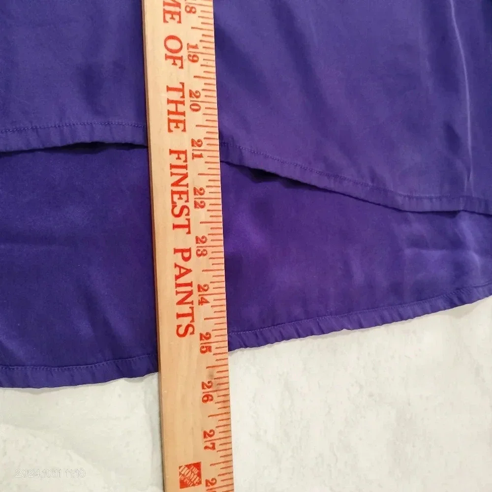 Kate Spade Saturday Sz Small Women Purple Top Long Sleeves Round Neck Hi Lo Hem