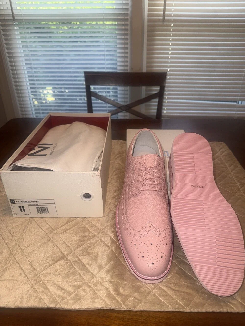 Light Pink Men's Brogue Derby Shoes
