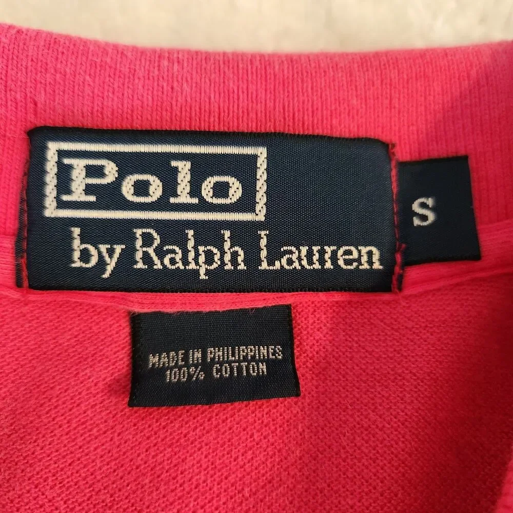 Polo Ralph Lauren Men's Pink Cotton Polo Shirt Classic Fit Green Pony Size Small