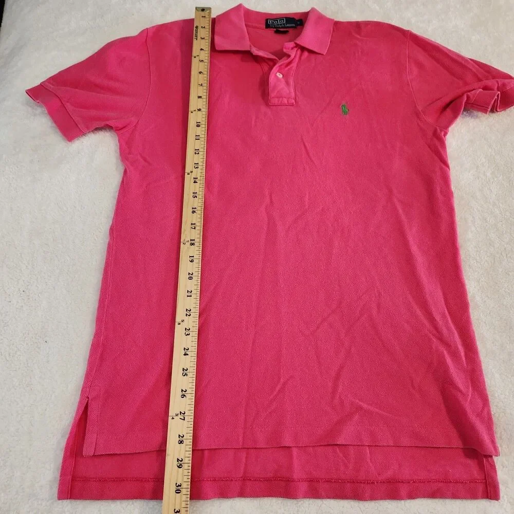 Polo Ralph Lauren Men's Pink Cotton Polo Shirt Classic Fit Green Pony Size Small