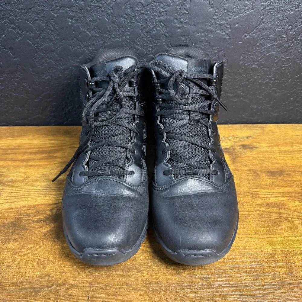 Reebok‎ Sublite Cushion RB8605 Black Leather Tactical Side Zip Mens 6 Womens 8