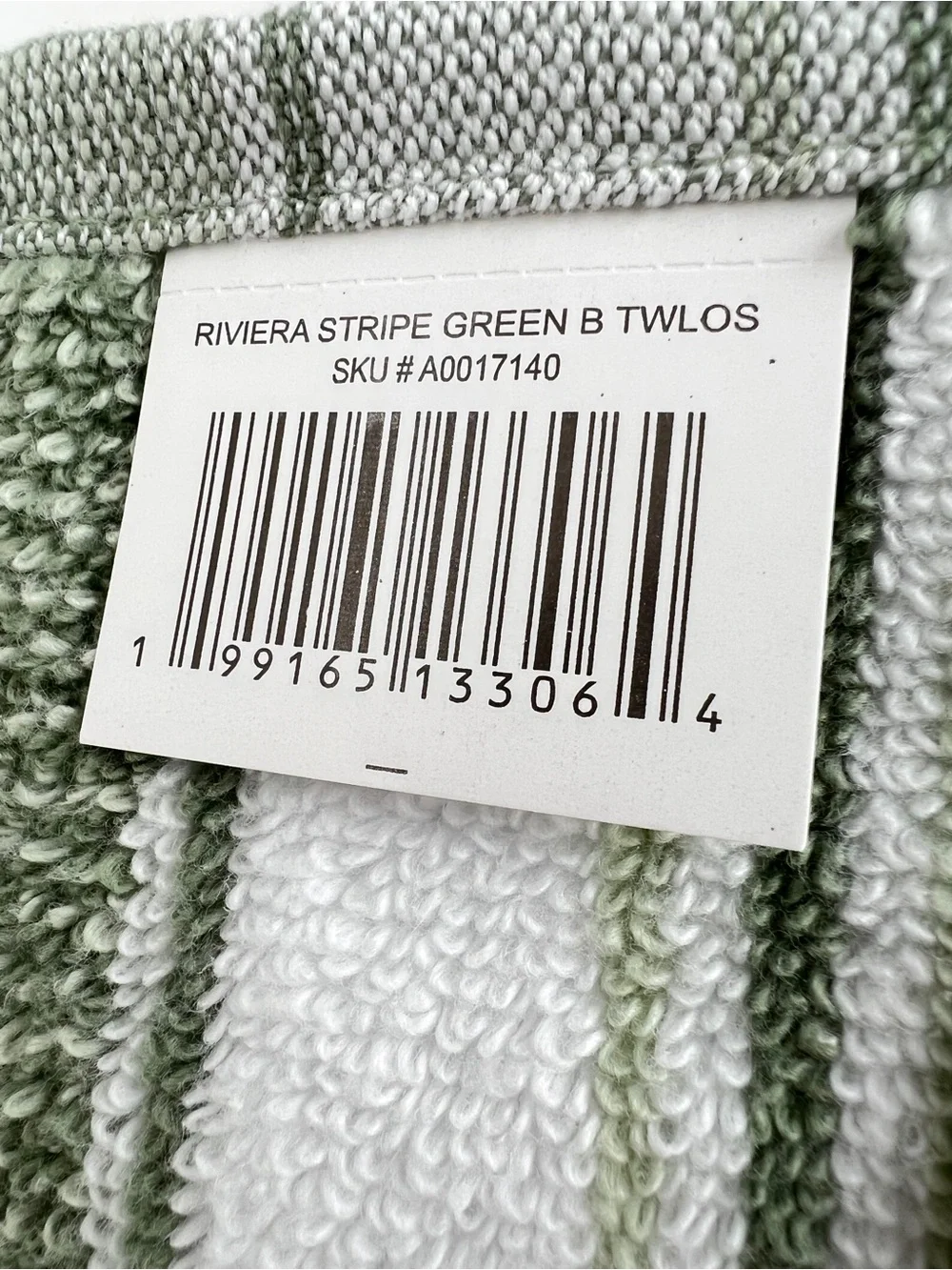 Tommy Bahama Bath Towels Riviera Sage Green White Striped Soft Cotton 2 Pc NEW