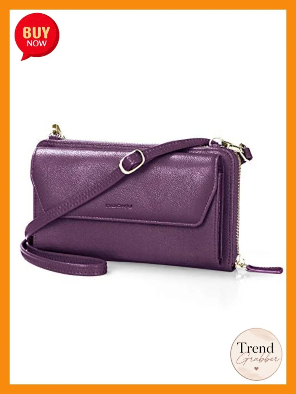 RFID Blocking Wristlet Wallet, Zip-Around Crossbody Clutch with 2 Removable