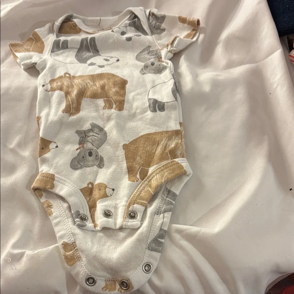 Carter's Animal Print Bodysuit in Cream and Brown newborn