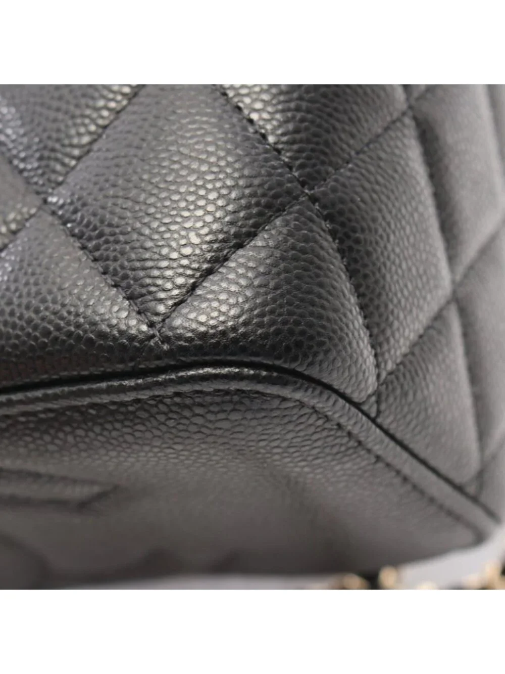 Chanel Shoulder Bag Quilted Small Vanity with Mirror Black Caviar Leather Chain