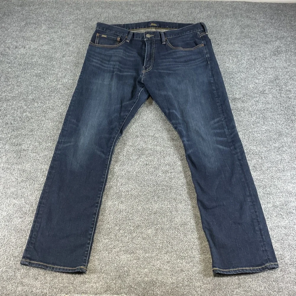 Polo Ralph Lauren Varick Slim Straight Jeans Mens 35x30 Dark Wash Stretch Denim