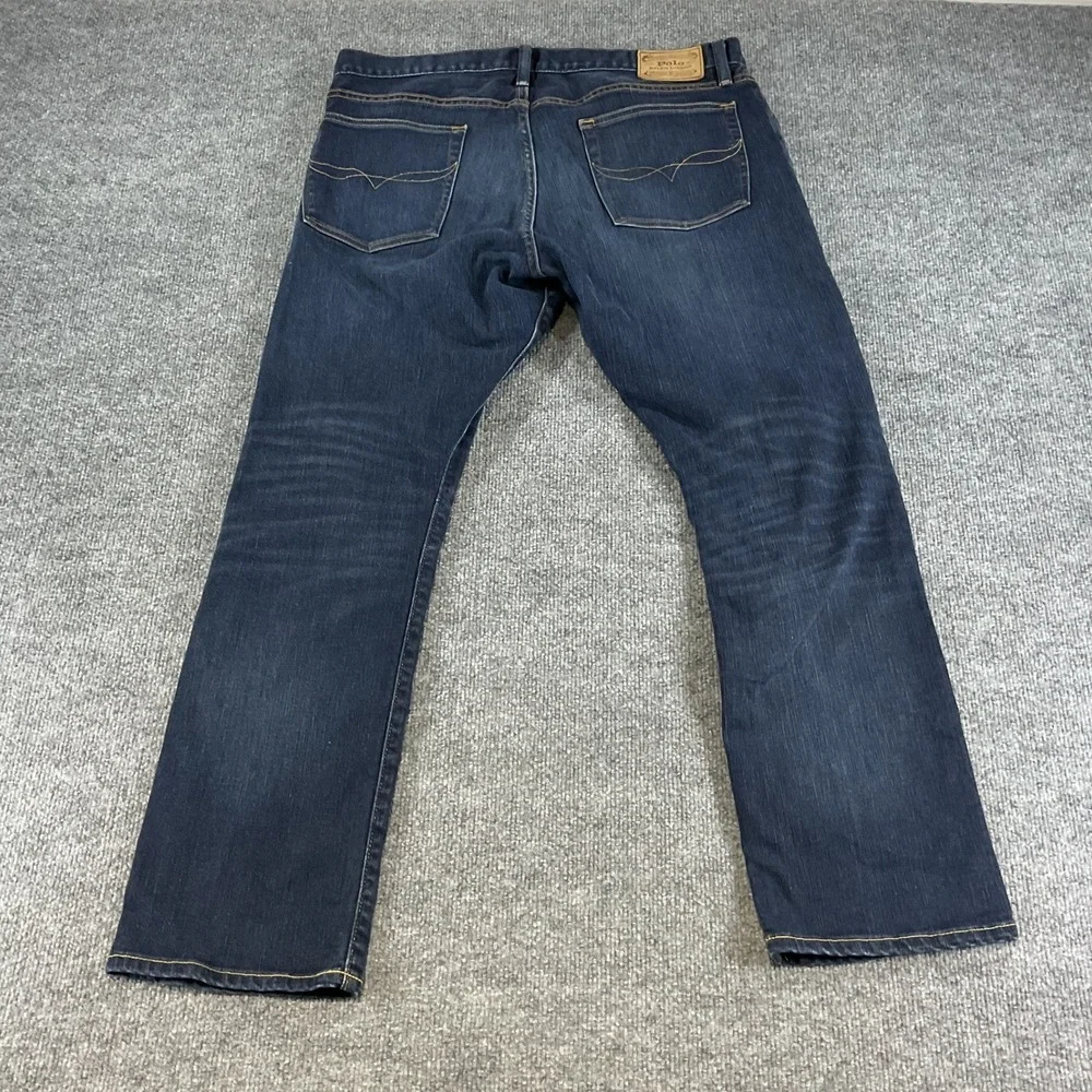 Polo Ralph Lauren Varick Slim Straight Jeans Mens 35x30 Dark Wash Stretch Denim