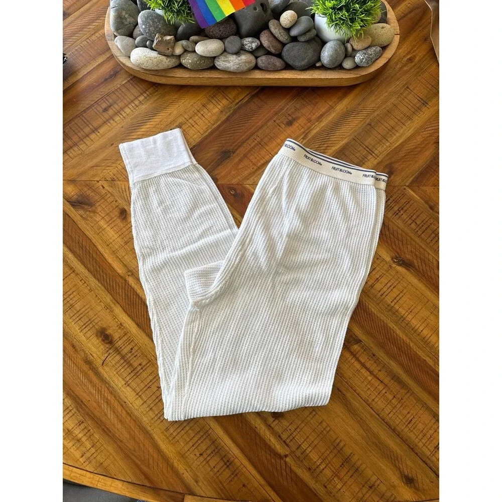 Vintage Fruit of the Loom Thermal Long Johns White Size Large USA Made