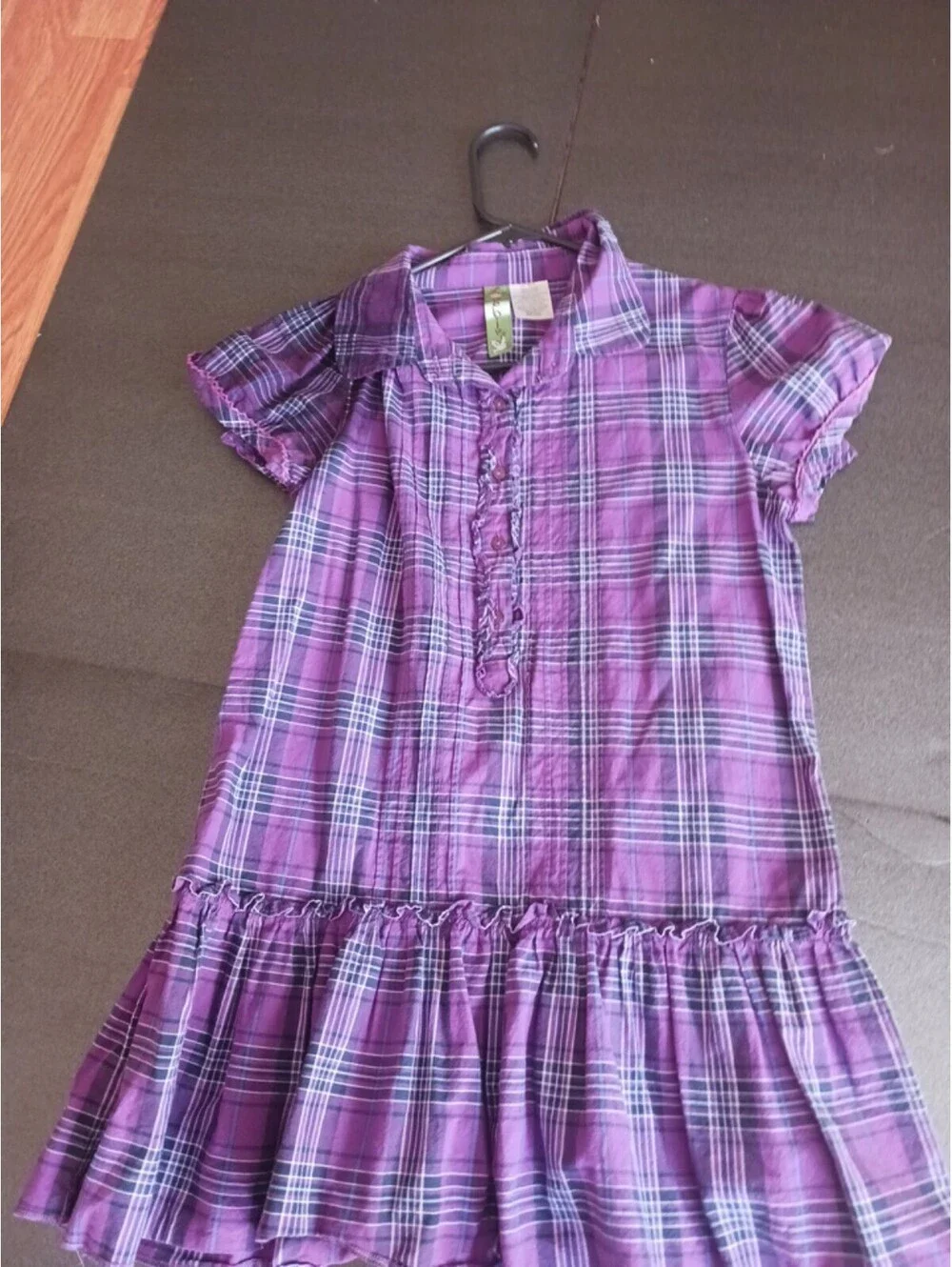 Wonder Kids  Girls purple plaid dress  Y Large 14-16