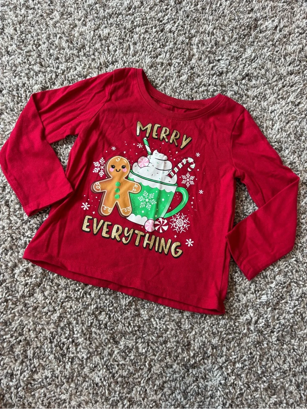 The Children's Place Red Long-Sleeve Holiday Tee with Festive Graphic