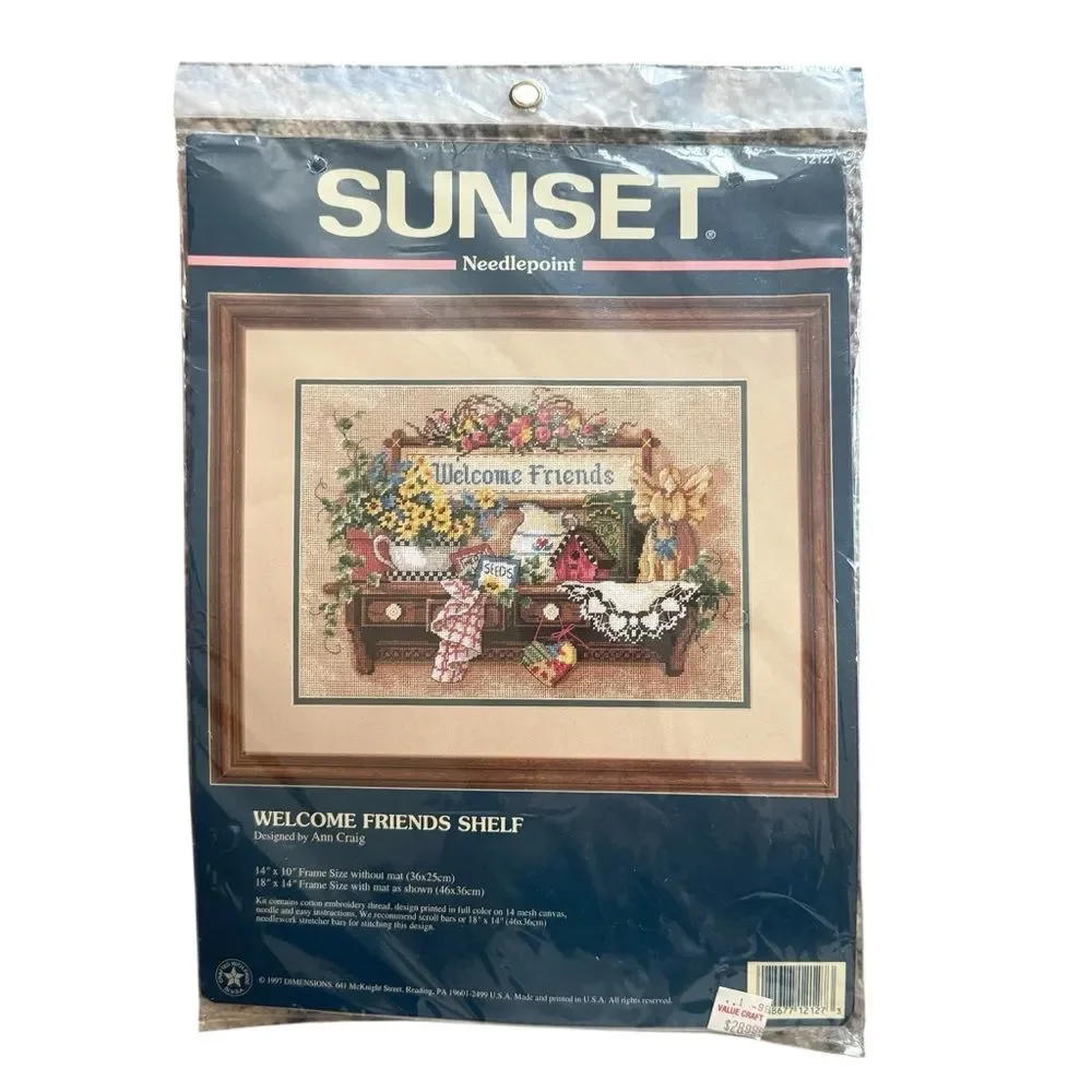 Vintage 1997 Sunset Welcome Friends Needlepoint Kit 12127 NEW SEALED