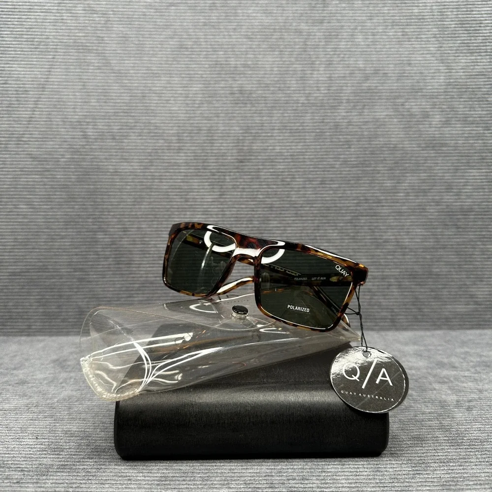 Quay Australia Let It Run Polarized Sunglasses Tortoise Square Frame NEW
