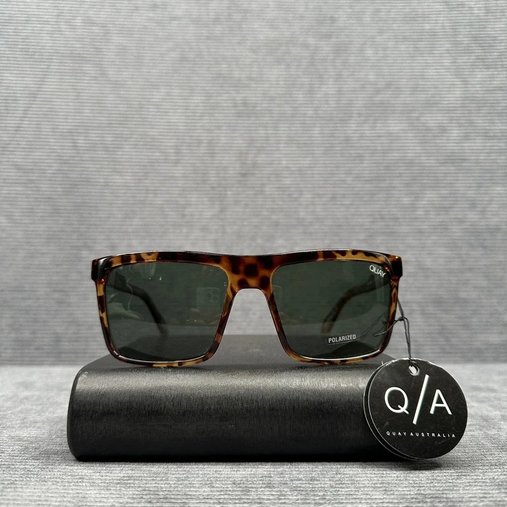 Quay Australia Let It Run Polarized Sunglasses Tortoise Square Frame NEW