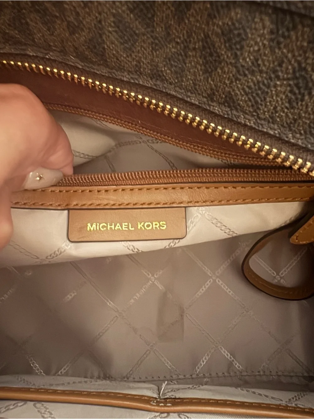 Michael Kors brown canvas sleek