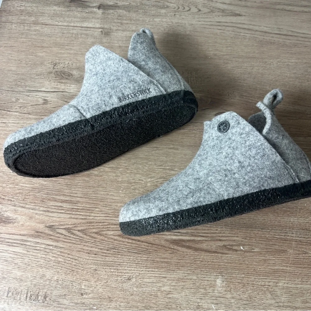 Birkenstock Kids Gray Wool Slippers‎