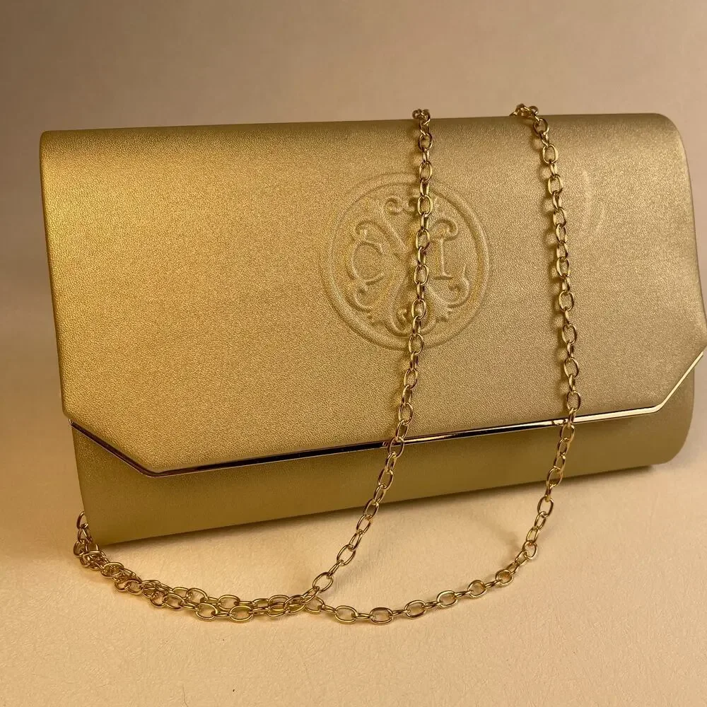 CXL Christian Lacroix Madison Smooth Clutch Gold Detachable Chain
