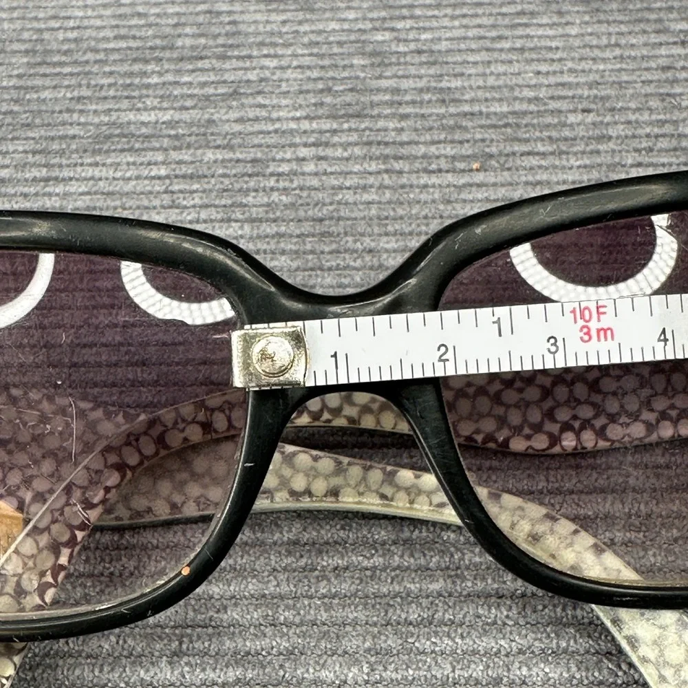 Coach Y2K Sunglasses Black Rectangular Frame Gradient Purple Lens Monogram Logo