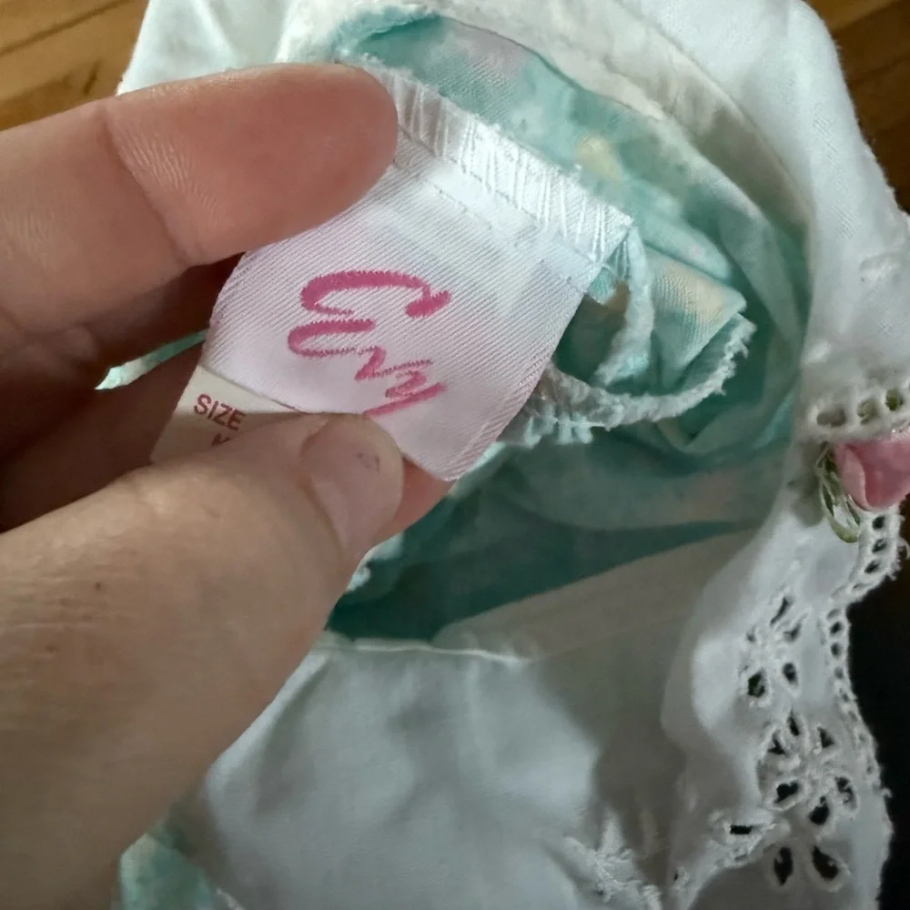 Evy vintage blue floral print lace collar girls‎ dress