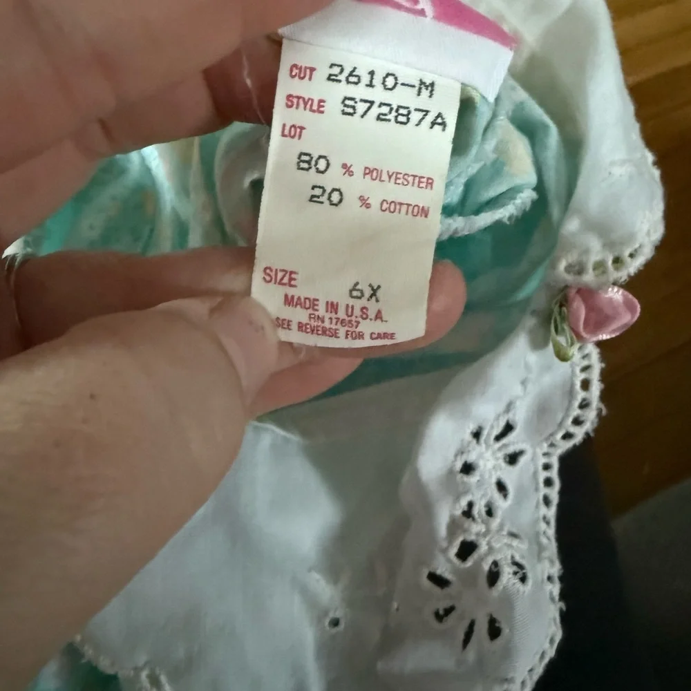 Evy vintage blue floral print lace collar girls‎ dress