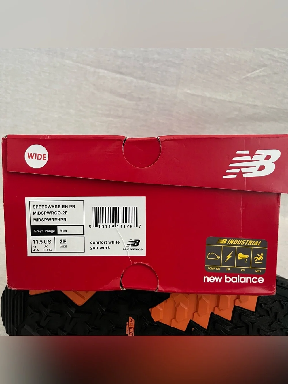 New Balance Industrial Speedware Gray & Orange Safety Toe Work Sneakers