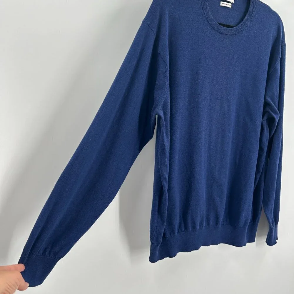 PETER MILLAR Mens Navy Blue Cotton Silk Blend Crew Neck Pullover Sweater Size XL
