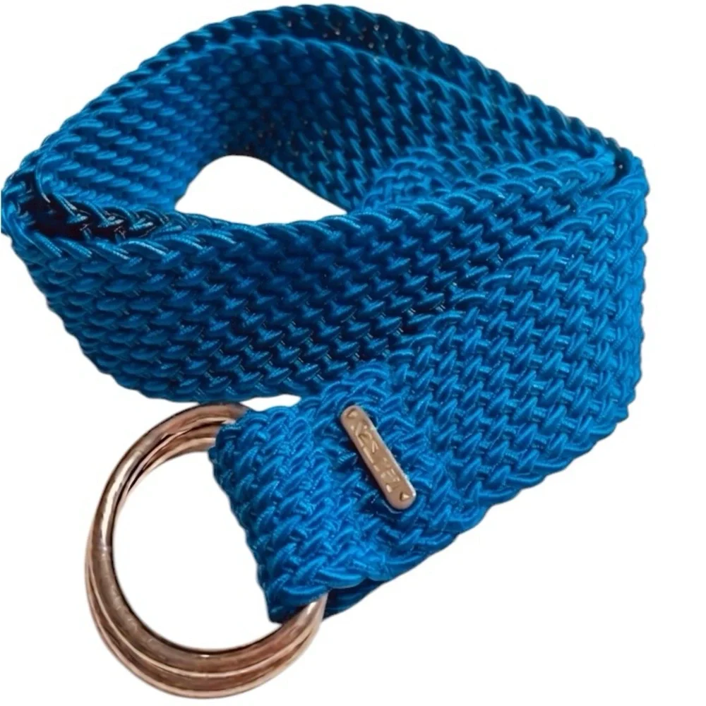 Ralph Lauren Belt Turquoise Braided D Ring Woven Preppy Casual 36