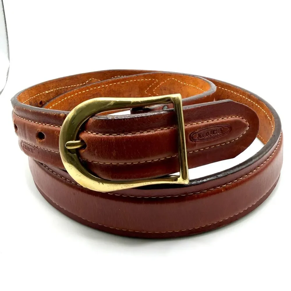 Vintage 80s Jordache Brown Genuine Leather Equestrian Belt