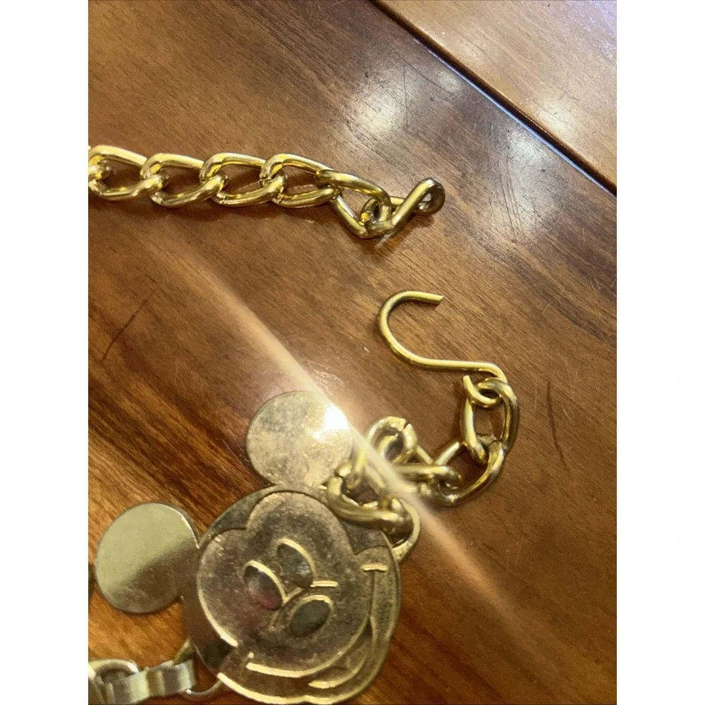 Disney Mickey Mouse Gold Tone Coin Medallion Disc Chain Belt for Women