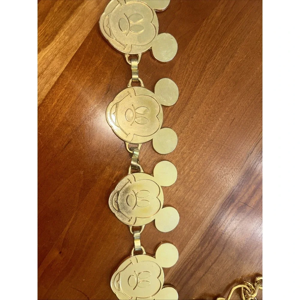 Disney Mickey Mouse Gold Tone Coin Medallion Disc Chain Belt for Women