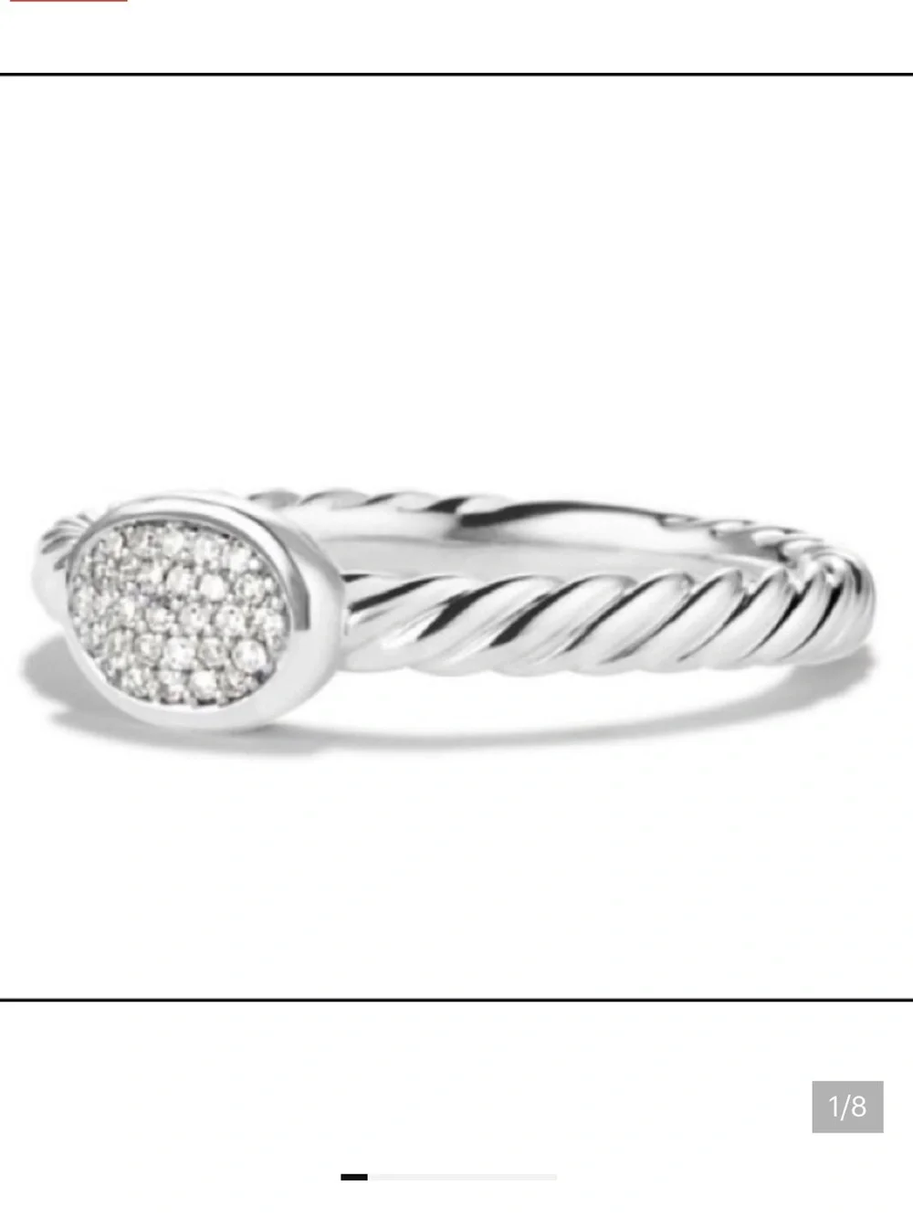 David Yurman Sterling Cable Ring with Pavé Diamond Oval