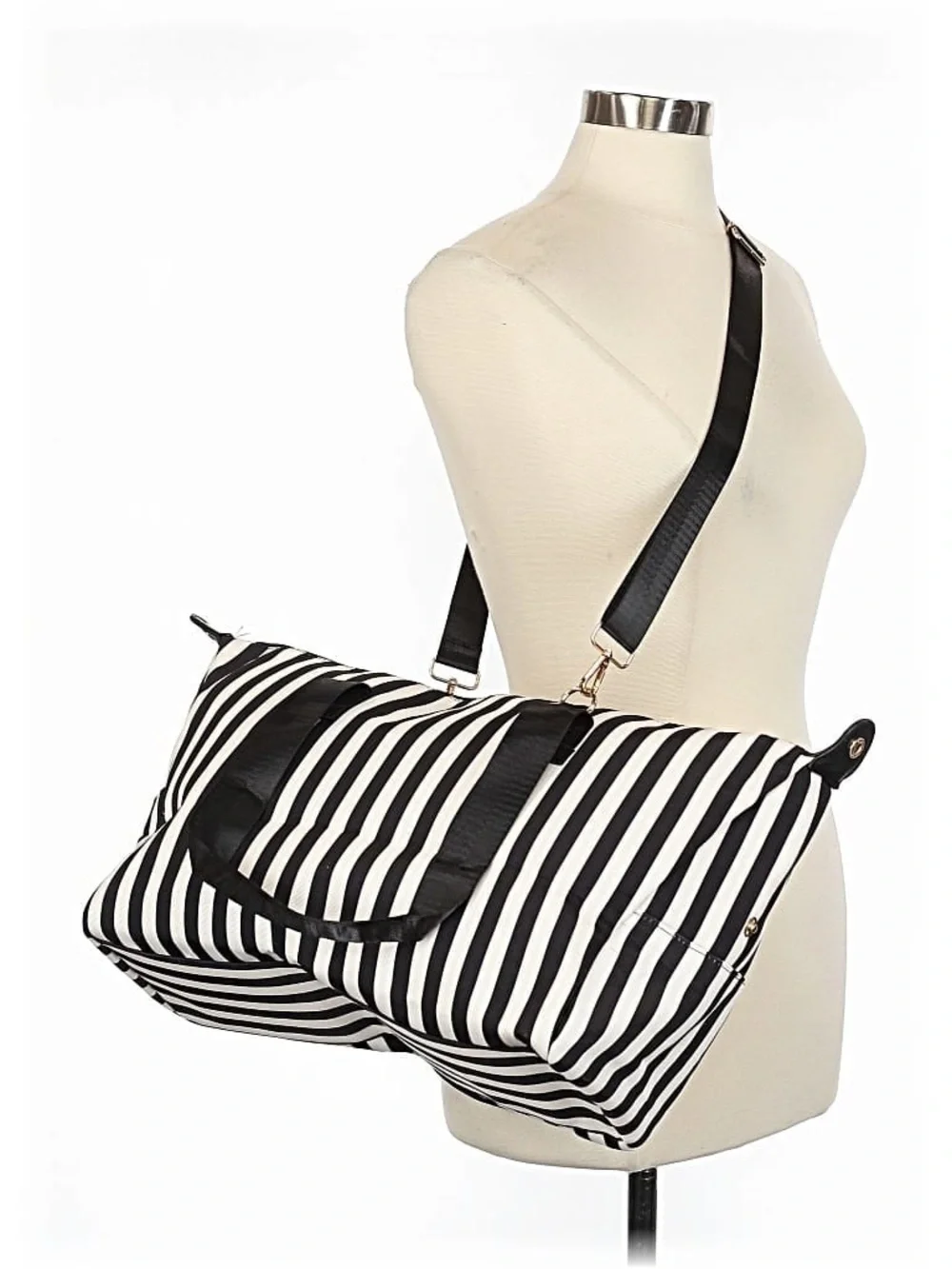 Alice & Olivia Black & White Striped Tote Bag - Stylish Women’s Shoulder Bag